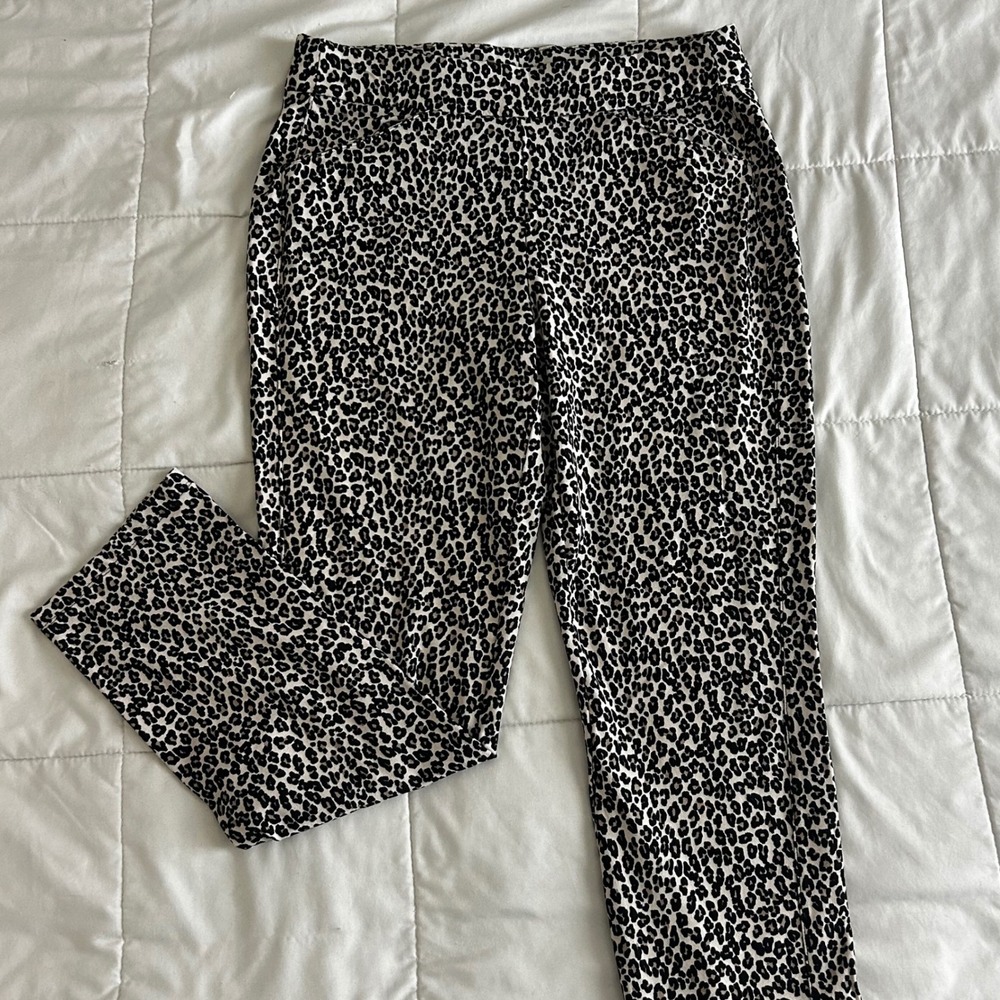 Chico's Leopard Print Ankle Pants Womens Slim Leg Pull On Trousers Maximalist